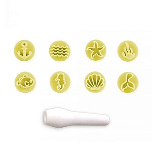 Kit Carimbo Marcador Fundo do Mar Amarelo - 8 Unidades - BlueStar - Rizzo Confeitaria