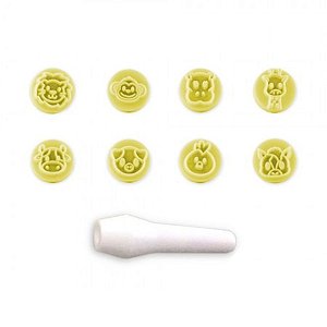 Kit Carimbo Marcador Animais Amarelo - 8 Unidades - BlueStar - Rizzo Confeitaria