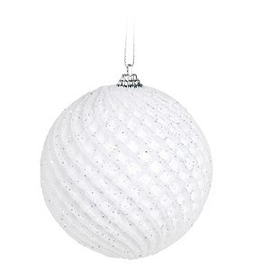 Kit Bola Glitter Branco 8cm - 06 unidades - Cromus Natal - Rizzo Balões