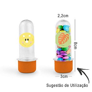 Mini Tubete Lembrancinha Festa Dino Baby 8cm 20 unidades - Laranja - Rizzo