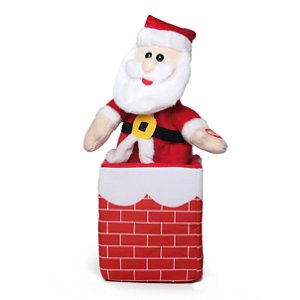 Papai Noel com Som e Movimento na Chaminé 25cm - 01 unidade - Cromus Natal - Rizzo