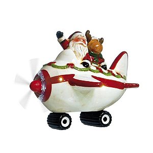Noel e Rena no Avião com Luz e Movimento 25cm - 01 unidade - Cromus Natal by  Cecília Dale - Rizzo