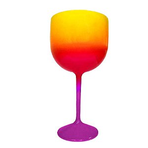 Taça Gin Fluor com 550ml Degradê Roxa, Pink e Amarelo - Rizzo