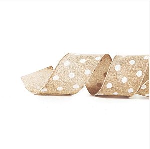 Fita Tecido Nude Bolas Brancas 3,8cm - 01 unidade 10m- Cromus Natal - Rizzo Balões