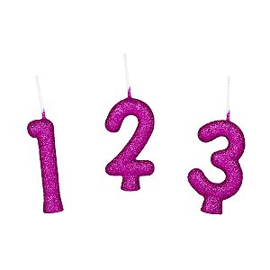 Vela Glitter Rosa Pink - 01 Unidade - Regina - Rizzo