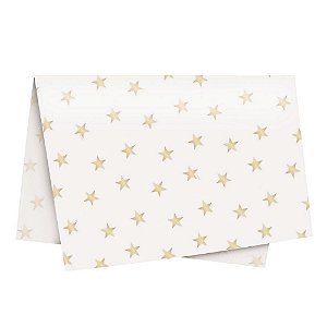 Papel de Seda - 49x69cm - Estrela Ouro e Marfim - 10 folhas - Rizzo