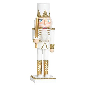 Soldado de Chumbo de Madeira Ouro e Branco com Espada 26cm - 01 unidade - Cromus Natal - Rizzo Balões