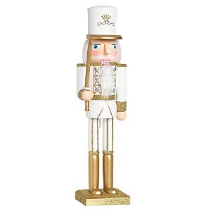 Soldado de Chumbo de Madeira Ouro e Branco com Espada 38cm - 01 unidade - Cromus Natal - Rizzo Balões