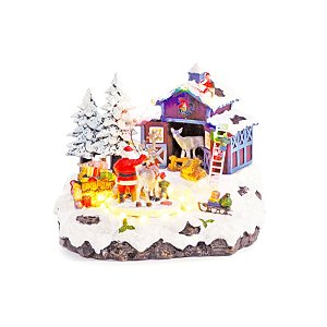 Cenário Natalino - Casa Papai Noel - Som, Luz e Movimento - Bivolt - 01 unidade - Cromus Natal - Rizzo