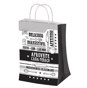 Sacola M 29,5x23,5cm Preto e Branco - 50 unidades - Food Service Festcolor - Rizzo