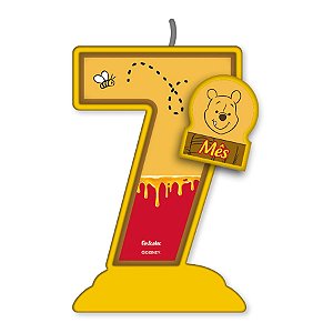 Vela Mesversário Festa Pooh e sua Turma - 7 mês - 01 Unidade - Festcolor - Rizzo