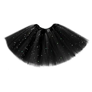 Saia em Tule preto com brilho sortido - 30cm - 01 unidade - Rizzo