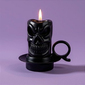 Enfeite Decorativo - Mini Vela Caveira - Preto - Halloween - 01 unidade - Rizzo