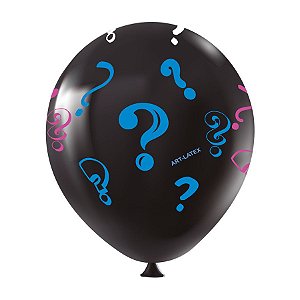 Balão de Festa Redondo Profissional Látex Decorado 11" 28cm - Chá Revelação Preto - 25 Unidades - Art-Latex - Rizzo