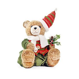 Urso de Palha C/ Gorro - 1 Un - Cromus Natal - Rizzo Balões