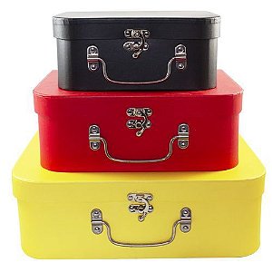 Kit 3 Maletas de Papel Mickey - 03 Unidades - Lunne Import - Rizzo Festas