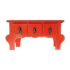 Mini Gaveteiro de Mesa 3 Gavetas -Vermelho - MDF - 01 Unidade - Rizzo