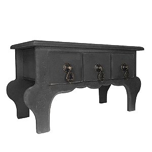Mini Gaveteiro de Mesa 3 Gavetas Preto MDF - 01 Unidade - Rizzo