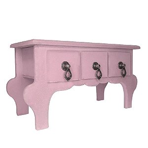 Mini Gaveteiro de Mesa 3 Gavetas Rosa MDF - 01 Unidade - Rizzo