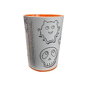Copo para Colorir Color Cup Halloween - Laranja - 10cm - 1 unidade - Rizzo