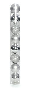 Bolas em Tubo Prata 5cm - 08 unidades - Cromus Natal - Rizzo Balões