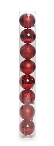 Bolas em Tubo Vermelho 5cm - 08 unidades - Cromus Natal - Rizzo Balões