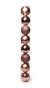 Bolas em Tubo Rose Gold 5cm - 08 unidades - Cromus Natal - Rizzo Balões