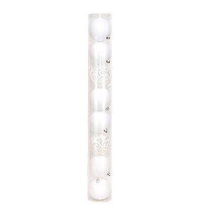 Kit Bola Lisa Mate Arabesco - Branco - 6cm - 8 unidades - Cromus Natal - Rizzo Balões