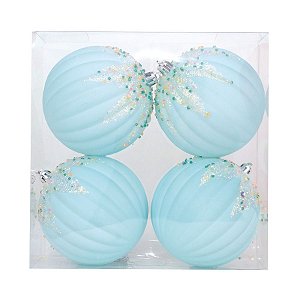Kit Bola Gomos Miçangas coloridas - Trend Rainbow - Candy- Azul Claro -10cm - 4 unidades - Cromus Natal - Rizzo Balões