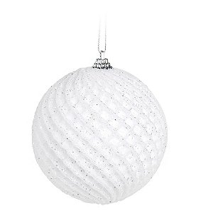 Kit Bola Texturizada Losango Branco 10cm - 04 unidades - Cromus Natal - Rizzo Balões