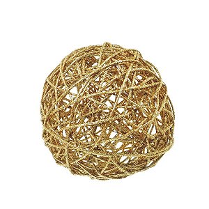 Bola Rattan Ouro 20cm - 01 unidade - Cromus Natal - Rizzo Balões
