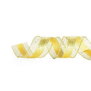 Fita Telada com Faixa Ouro 6,3cm x 9,14m - 01 unidade - Cromus Natal - Rizzo Balões