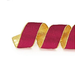 Fita Aramada Vermelho e Ouro 10cm x 9,14m - 01 unidade - Cromus Natal - Rizzo Balões