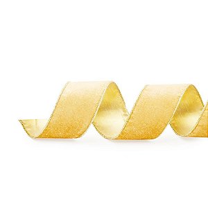 Fita Aramada Veludo Lisa Ouro 6,3cm x 9,14m - 01 unidade - Cromus Natal - Rizzo Balões