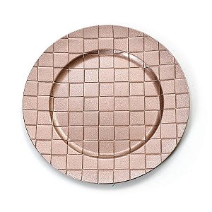 Sousplat Quadriculado Rose Gold 33cm - 01 unidade - Cromus Natal - Rizzo Balões