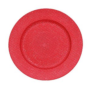 Sousplat Craquelado Vermelho 33cm - 01 unidade - Cromus Natal - Rizzo Balões