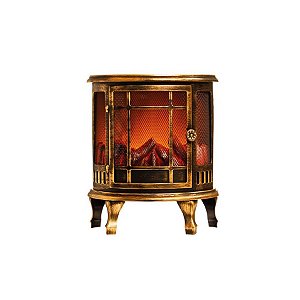 Mini Lareira Redonda com Led Preto e Ouro  - 01 unidade - Cromus Natal - Rizzo Embalagens