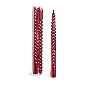 Kit Velas Espiral Vermelho 25cm - 02 unidades - Cromus Natal - Rizzo