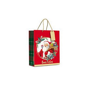 Sacola Boas Festas - 01 unidade - 26cm - Cromus Natal - Rizzo Balões