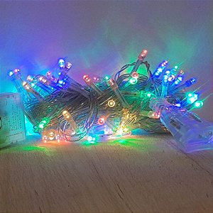 Cordão de LED Luz Colorida com Fio Incolor 100 Leds 5m 220V - 1unidade - Cromus Natal - Rizzo