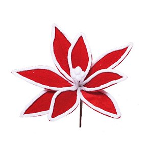 Enfeite de Natal Poinsétia Vermelho e Branco 01 Unidade Cromus Rizzo