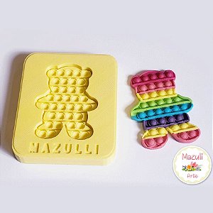 Molde de Silicone 2340 Festa Pop It Fidget Toy Ursinho - 01 Unidade - Mazulli - Rizzo