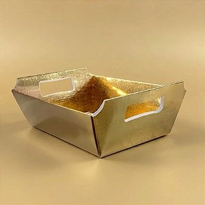 Cesta de Papel P 9,5x14x5cm - Dourado - 10 Unidades - ASSK -