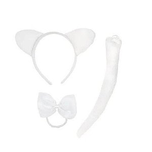 Kit Fantasia Gatinha Branca Festa Carnaval 03pçs 01 Unidade Cromus Rizzo