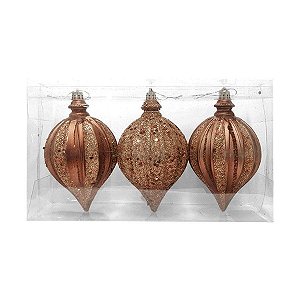 Kit Bola Losango Glitter - Marrom - 14cm - 3 UN - Rizzo
