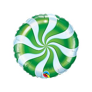 Balão de Festa Microfoil 09" - Bala Espiralada Verde Natal - 01 Unidade - Qualatex - Rizzo Balões