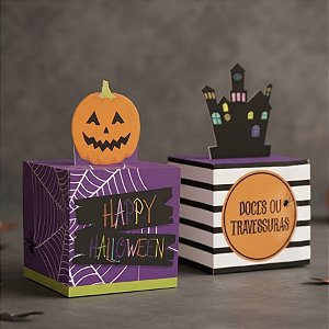 Caixa Pop-up Halloween - Doces ou Travessuras - Castelo e Abobóra - 10 unidades - Cromus - Embalagens