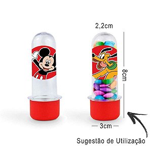 Mini Tubete Lembrancinha Festa Mickey Mouse 8cm 20 unidades - Vermelho - Rizzo