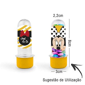 Mini Tubete Lembrancinha Festa Minnie Mouse 8cm 20 unidades - Amarelo - Rizzo