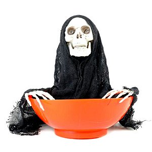 Petisqueira Decorativa Halloween - Caveira -  Som, Luz e Movimento - 01 unidade - Cromus -